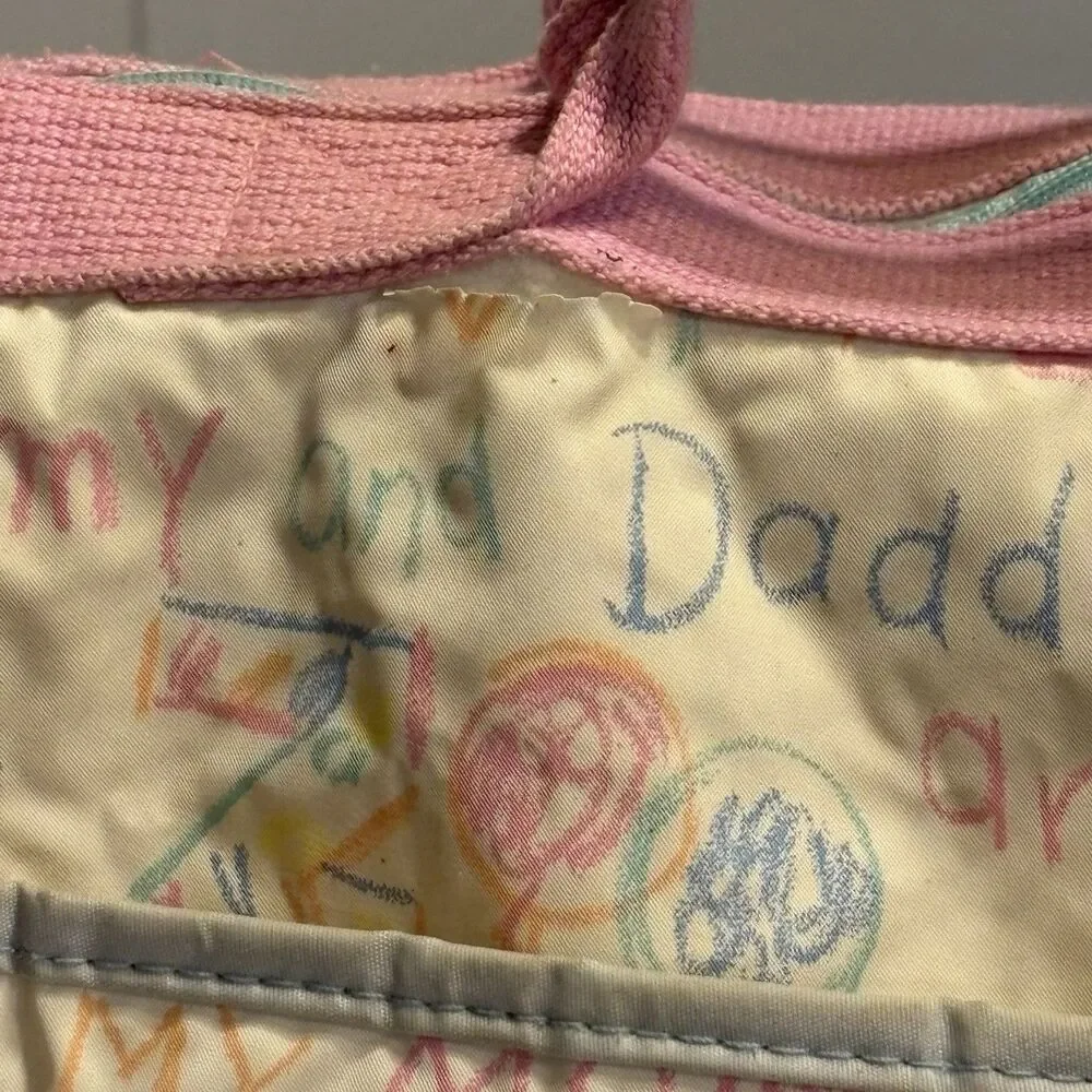Vintage 90s Baby Boom Diaper Bag Zoo Animals Doodle Pink Blue Mommy Daddy